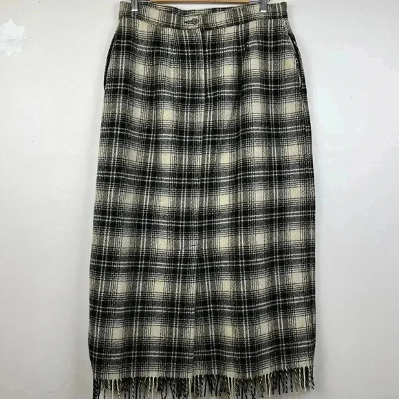 Woolrich Women's Vintage Plaid Maxi Skirt with Fringe Hem - Picture 1 of 6